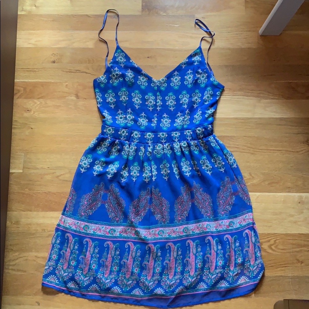 Blue backless mini dress